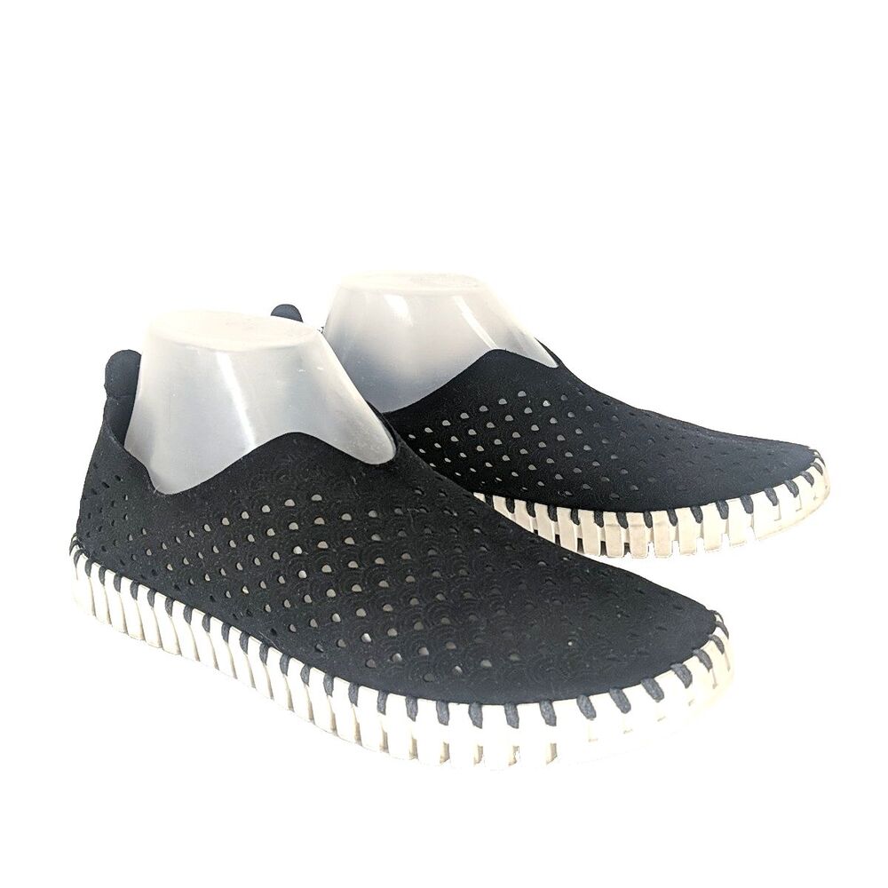 Ilse Jacobsen Tulip Slip On Shoe Women Size 41 US 10 Black Perforated Sneaker